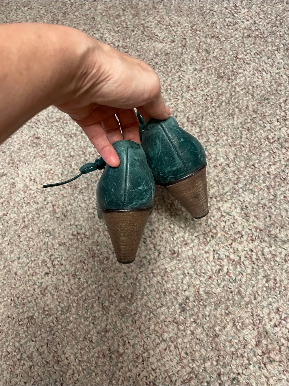 Fly London leather Women's green Lace-Up Vintage-Inspired Heels - Picture 8 of 9